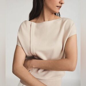 REISS Christa Knitted Drape Detail Top Women’s Size L
